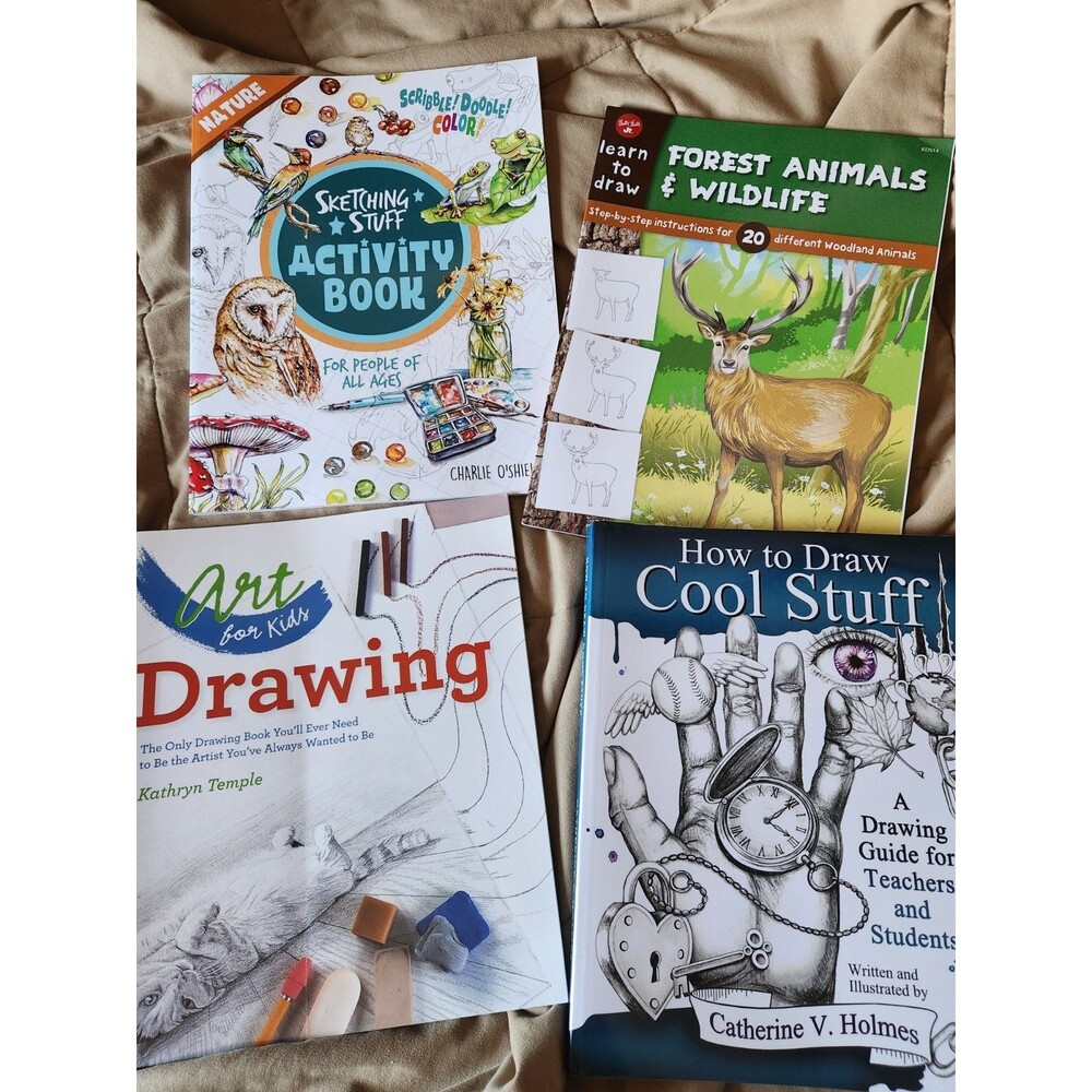 Kids & Beginner Drawing Book Lot of 4 – Learn to Draw, Sketching, Wildlife